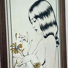 Load image into Gallery viewer, Lovely, stylish piece, a wonderful Art Nouveau half-nude lady picking a vibrant yellow flower with stunning style and detail.
