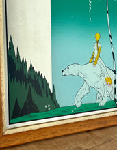 Load image into Gallery viewer, Kay Nielsen&#39;s &quot;The Bear and the Maiden&quot; is a popular illustration from his 1914 book East of the Sun and West of the Moon. It depicts a maiden riding on the back of a white polar bear. The image is a classic representation of a fantastical scene, with the maiden side-saddle on the large bear, set in a snowy, magical landscape.
