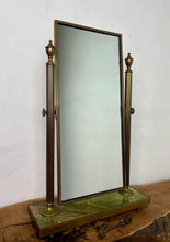 Load image into Gallery viewer, Vintage Mid-century Art Deco Peerage Brass &amp; Onyx Dressing Table Vanity Mirror.

