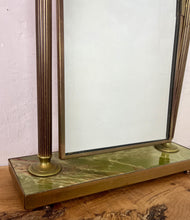 Load image into Gallery viewer, Vintage Mid-century Art Deco Peerage Brass &amp; Onyx Dressing Table Vanity Mirror.
