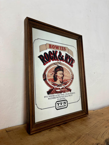 Vintage advertising mirror for Bowie's Rock & Rye Whisky