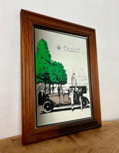 Load image into Gallery viewer, Vintage Ballot Automobile Advertising Mirror, an Art Deco piece featuring advertising for the French automotive brand Ballot.
