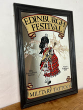 Load image into Gallery viewer, Vintage framed Scotland Mirror Advertising The Edinburgh Festival &amp; Military Tattoo From 1975.
