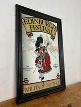 Load image into Gallery viewer, Vintage framed Scotland Mirror Advertising The Edinburgh Festival &amp; Military Tattoo From 1975.
