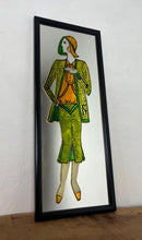 Load image into Gallery viewer, The mirror reflects the iconic Art Deco style, characterised by geometric shapes, streamlined forms, and vibrant colours, popular in the 1920s and 1930s. The depicted figure is a quintessential symbol of the Roaring Twenties.
