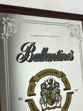 Load image into Gallery viewer, Vintage Ballantine's Finest Scotch Whisky advertising mirror, featuring the brand's name, crest, and the declaration "FINEST SCOTCH WHISKY EST. 1827".

