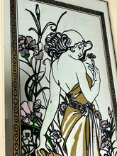 Load image into Gallery viewer, Beautiful vintage framed mirror featuring Alphonse Mucha&#39;s iconic Art Nouveau illustration, &quot;The Seasons: Summer,&quot; from his renowned &quot;Four Seasons&quot; series.
