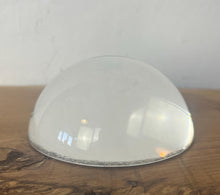 Load image into Gallery viewer, Beautiful vintage glass paperweight in Art Deco style, featuring an illustration of a lady in a pink dress and headpiece. This particular style, often associated with the roaring twenties, is characterised by its elegant and sophisticated portrayal of women, usually referred to as flapper ladies or Gatsby ladies.
