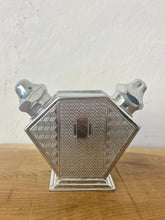 Load image into Gallery viewer, Stunning period piece, featuring a cute Art Deco combined salt and pepper shaker or cruet set, dating to the 1920s or 1930s due to its geometric design and use of chrome-plated metal.
