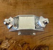 Load image into Gallery viewer, Stunning period piece, featuring a cute Art Deco combined salt and pepper shaker or cruet set, dating to the 1920s or 1930s due to its geometric design and use of chrome-plated metal.

