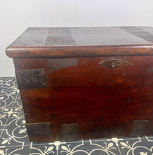 Load image into Gallery viewer, Antique 19th Century Military Naval Officer’s Sea Box, Campaign Chest in Rich Oak
