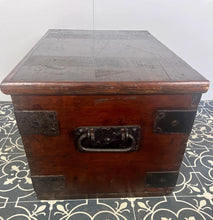 Load image into Gallery viewer, Antique 19th Century Military Naval Officer’s Sea Box, Campaign Chest in Rich Oak
