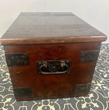 Load image into Gallery viewer, Antique 19th Century Military Naval Officer’s Sea Box, Campaign Chest in Rich Oak
