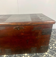 Load image into Gallery viewer, Antique 19th Century Military Naval Officer’s Sea Box, Campaign Chest in Rich Oak
