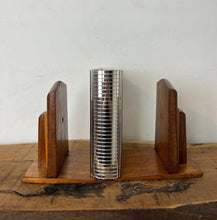 Load image into Gallery viewer, Wonderful, authentic period, vibrant art deco bookends with natural multiple tones of mahogany and beech detail with excellent sheen and a stylish finish, create an impact in your home&#39;s decor.
