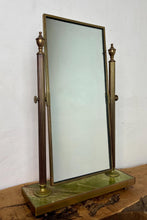 Load image into Gallery viewer, Vintage Mid-century Art Deco Peerage Brass &amp; Onyx Dressing Table Vanity Mirror.
