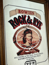 Load image into Gallery viewer, Vintage advertising mirror for Bowie&#39;s Rock &amp; Rye Whisky
