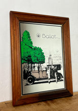 Load image into Gallery viewer, Vintage Ballot Automobile Advertising Mirror, an Art Deco piece featuring advertising for the French automotive brand Ballot.
