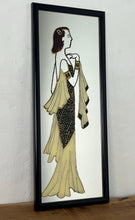 Load image into Gallery viewer, The depicted figure, with her flowing gown, hair ornament, and armbands, powerfully evokes the Art Deco era (roughly 1920s-1930s), known for its elegant and stylised representations of women.
