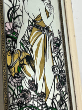 Load image into Gallery viewer, Beautiful vintage framed mirror featuring Alphonse Mucha&#39;s iconic Art Nouveau illustration, &quot;The Seasons: Summer,&quot; from his renowned &quot;Four Seasons&quot; series.
