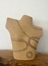 Load image into Gallery viewer, Vintage decorative mannequin wrapped in rope,  a unique jewelry display stand or a unique decorative piece. The material appears is natural fiber jute or hemp, providing a textured and rustic aesthetic.
