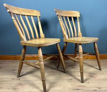 Load image into Gallery viewer, Vintage Pair Of Chairs In A Farmhouse Beech Dining Kitchen Design
