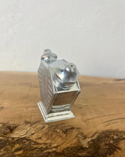 Load image into Gallery viewer, Stunning period piece, featuring a cute Art Deco combined salt and pepper shaker or cruet set, dating to the 1920s or 1930s due to its geometric design and use of chrome-plated metal.
