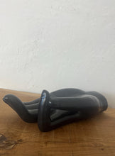 Load image into Gallery viewer, Vintage black ceramic hand sculpture, a beautiful decorative ring dish with a smooth, sleek glazed finish that creates a superb design for your dressing room.

