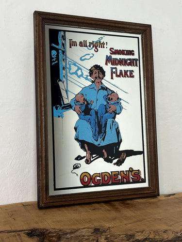 This mid-20th-century advertising piece features an illustration of a man smoking a pipe while holding two babies, conveying a sense of contentment associated with the tobacco.