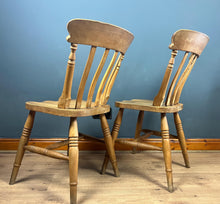 Load image into Gallery viewer, Vintage Pair Of Chairs In A Farmhouse Beech Dining Kitchen Design
