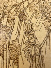 Load image into Gallery viewer, Based of the Vogue cherry blossom design  an iconic magazine cover illustration from 1919 by artist Helen Dryden depicts a woman in a flowing dress in a nature scene, reminiscent of the Art Nouveau style.
