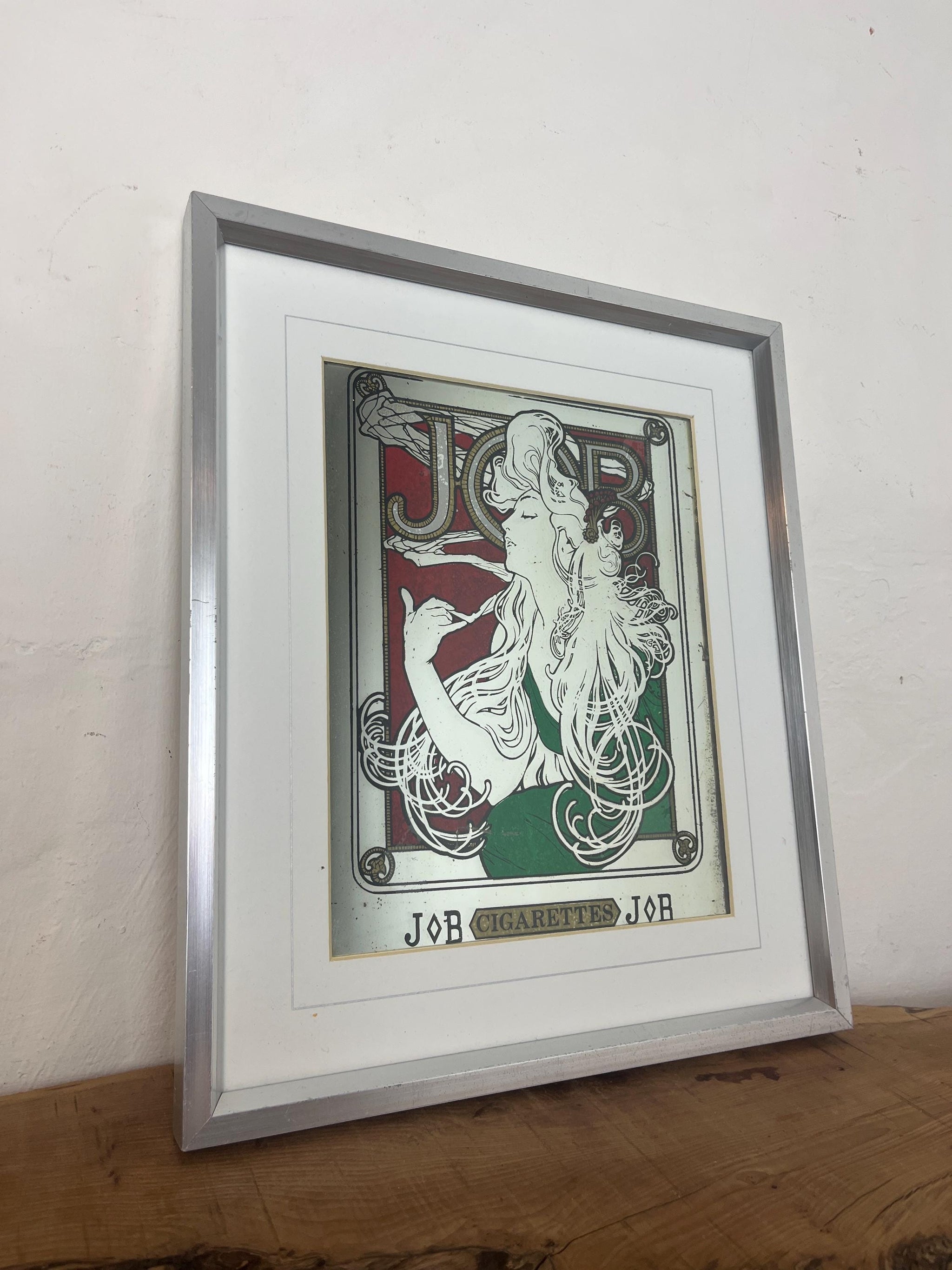 job cigarettes mirror Vintage Art Nouveau Mucha Advertising Job Cigarette Mirror – TheFoldAntiques