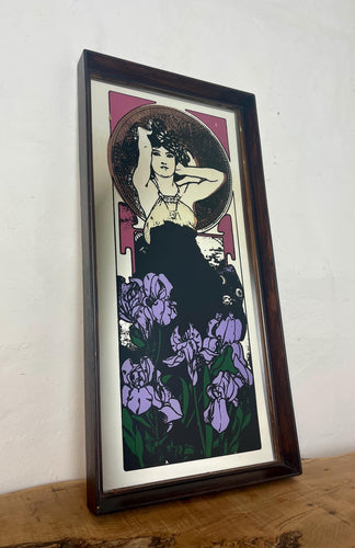 Amethyst is a famous Art Nouveau lithograph created by the Czech artist Alphonse Mucha in 1900. It is one of four works in his acclaimed "The Precious Stones" series, where each panel features a woman personifying a specific gemstone.