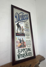 Load image into Gallery viewer, It includes a depiction of a seated Scotsman with a glass of whisky, and another scene below showing men with a cart, which are classic elements of Dewar's vintage advertising campaigns.
