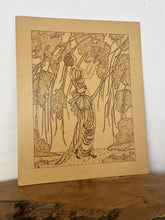 Load image into Gallery viewer, Based of the Vogue cherry blossom design  an iconic magazine cover illustration from 1919 by artist Helen Dryden depicts a woman in a flowing dress in a nature scene, reminiscent of the Art Nouveau style.
