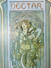 Load image into Gallery viewer, Beautiful vintage decorative cutting board featuring Alphonse Mucha's Art Nouveau design for Nectar, Liqueur Superfine.
