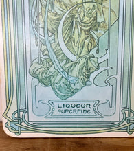 Load image into Gallery viewer, Beautiful vintage decorative cutting board featuring Alphonse Mucha's Art Nouveau design for Nectar, Liqueur Superfine.
