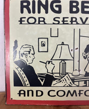Load image into Gallery viewer, Vintage Metal "Ring Bell For Service" Sign, Home Bar Decor

