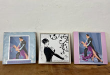 Load image into Gallery viewer, Lovely set of 3  Art Deco-style framed pictures, decorative tiles, featuring illustrations of a couple dancing and a flapper girl.
