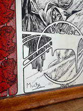 Load image into Gallery viewer, A central female figure with flowing hair, a common motif in Mucha's works. Rich, decorative elements including flowers and an ornate background, emphasizing nature's forms.
