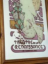 Load image into Gallery viewer, Beautiful vintage Alphonse Mucha Art Nouveau mirror featuring La Dame aux Camélias, Sarah Bernhardt, theatre advertising.
