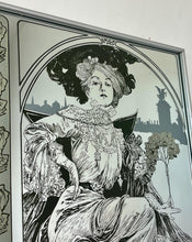 Load image into Gallery viewer, Vintage Alphonse Mucha Art Nouveau Mirror, Christmas Noel 1903 Picture, Beautiful Advertising Piece
