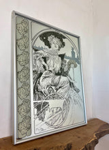 Load image into Gallery viewer, Vintage Alphonse Mucha Art Nouveau Mirror, Christmas Noel 1903 Picture, Beautiful Advertising Piece
