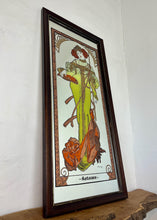 Load image into Gallery viewer, Vintage Art Nouveau mirror showing Alphonse Mucha's Autumn from his influential 1896 series, The Seasons.
