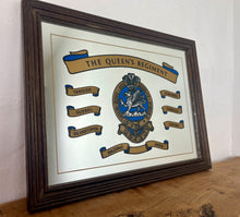 Load image into Gallery viewer, The regiment's badge, displayed prominently on the mirror, features a dragon upon a mount within the Garter, surmounted by the Plume of the Prince of Wales. Its motto was "Unconquered I Serve".
