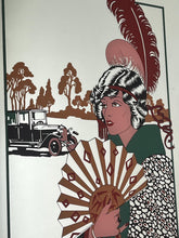Load image into Gallery viewer, The piece highlights the style and stroke of the Art Deco era, depicting a glamorous, Parisian scene of a guest in evening dress waving as she leaves a party by car. Barbier was known for his ornate and luxurious style, capturing the fashion and spirit of the 1920s.
