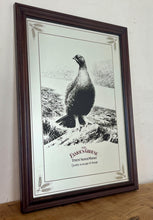 Load image into Gallery viewer, The Famous Grouse advertising wall mirror featuring the brand's iconic red grouse image and the slogan "Quality in an age of change"
