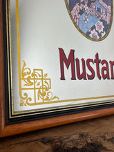 Load image into Gallery viewer, The Mirror has an etched and painted gold border with ornate motifs showing Colmans Mustard pictures and fonts, a very stylish stunning design.
