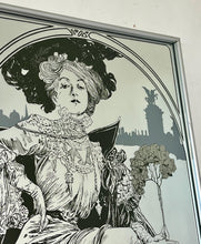 Load image into Gallery viewer, Vintage Alphonse Mucha Art Nouveau Mirror, Christmas Noel 1903 Picture, Beautiful Advertising Piece
