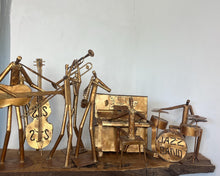 Load image into Gallery viewer, Joyful Set Of Large, Handcrafted Metal Folk Art Sculptures Of A Jazz Band, Decorative Art Piece

